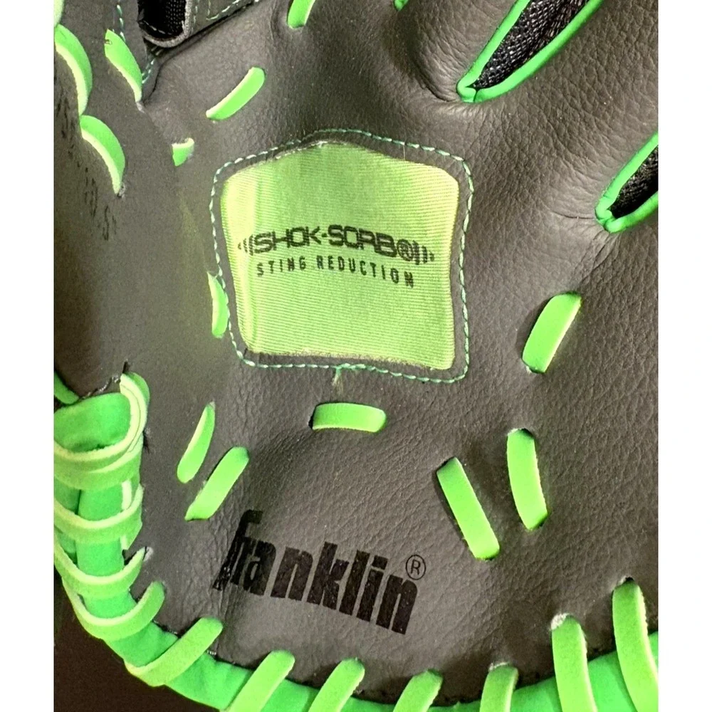 Franklin Shok Sorb Youth Baseball Glove Right Hand Throw Gray Green Used